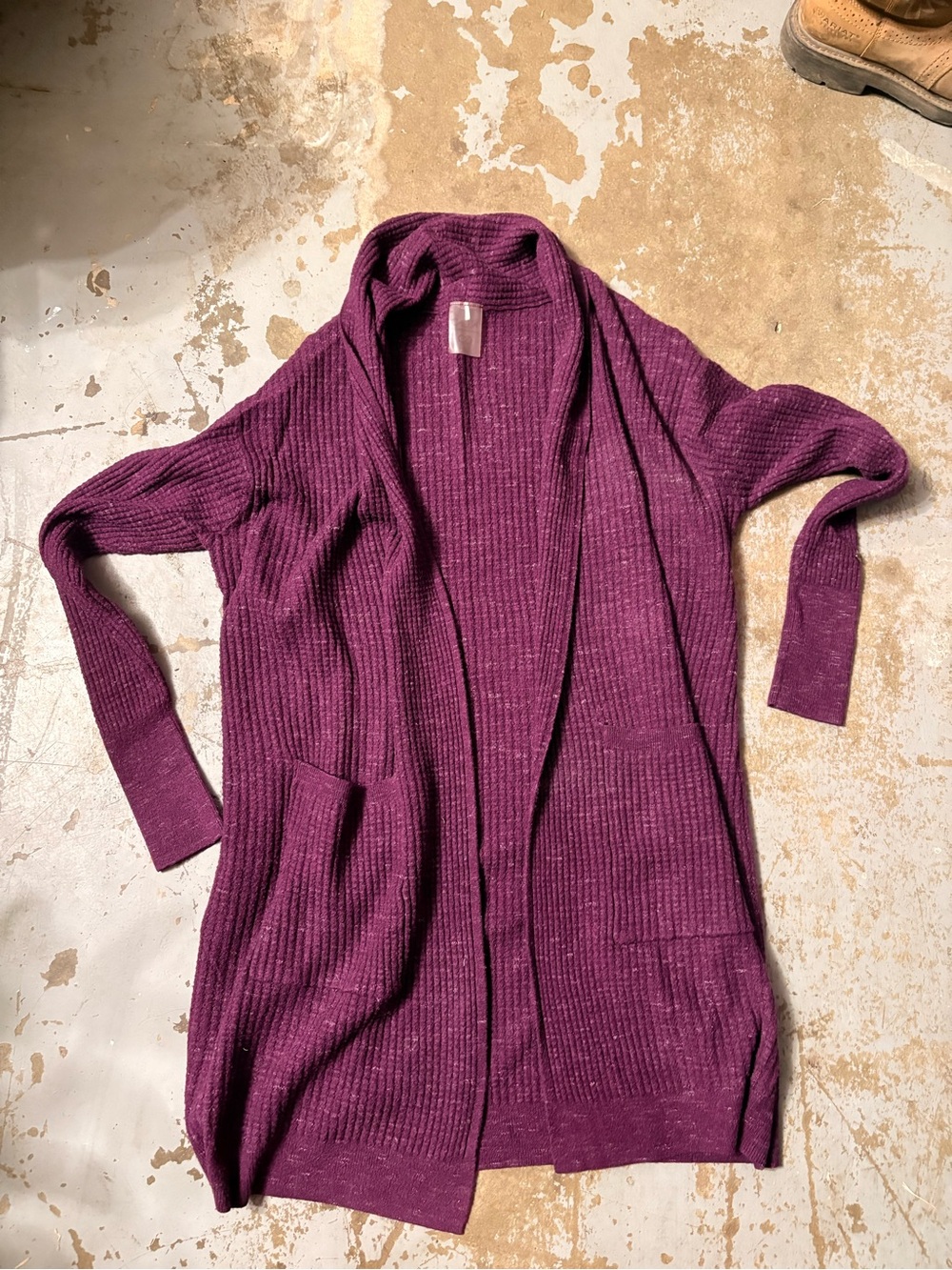 CALIA by Carrie Underwood Plum Open-Front Ribbed Cardigan